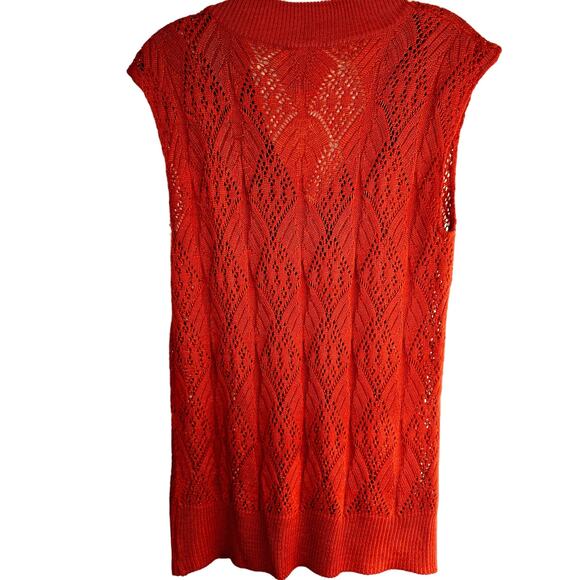 Faded Glory Women's Sweater Medium M Orange Vest Misses Size 8 10 Sleeveless - Picture 6 of 7